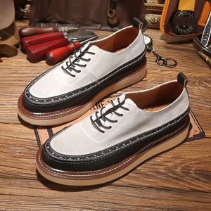 Zapatos de Cuero Hechos a Mano, Diseño Retro Transpirable, Aumentan la Altura, Impermeables, Antideslizantes, Adecuados para Uso Casual de Negocios - Product Image 1