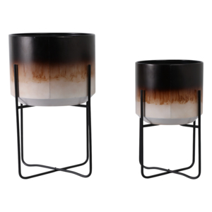Fioriere in metallo sfumato su supporto, vasi rialzati per piante da interno ed esterno, decorazioni per la casa, contenitori per piante da soggiorno - Product Image 4