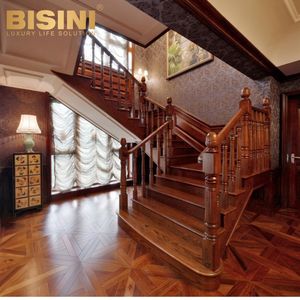 Di <span class=keywords><strong>lunga</strong></span> durata in stile inglese di noce nera in legno di Rose legno di quercia ringhiera in legno intagliato Villa a forma di L battistrada <span class=keywords><strong>scala</strong></span> curva - Product Image 5