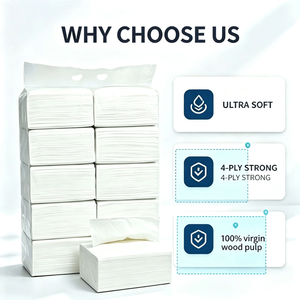 4-Ply Embossed Facial Tissue 100% Virgin Wood Pulp Soft Disposable Simple Packaging Custom Logo OEM Private Label Wholesale