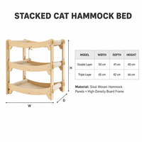 Hamac pour chat YAOYUE, forme carrée, à quatre poteaux, double ou triple couche, en sisal tressé, avec structure en bois, mobilier pour chat