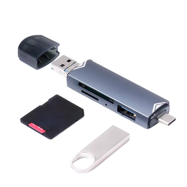 6-in-1 USB C Card Reader USB 3.0 USB OTG Adapter TF Micro Card Reader Compatible with MacBook Tablet Phone Computer Expansion