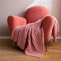 Losange Motif Tricot 100% Acrylique Diamant Trou Crochet Tricoté Jeter Couverture Roi Pour Ménage Chaise Décoratif Les