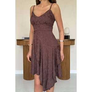 Wholesale Asymmetrical Brown Jacquard <b>Prom</b> <b>Dress</b> - Product Image 2