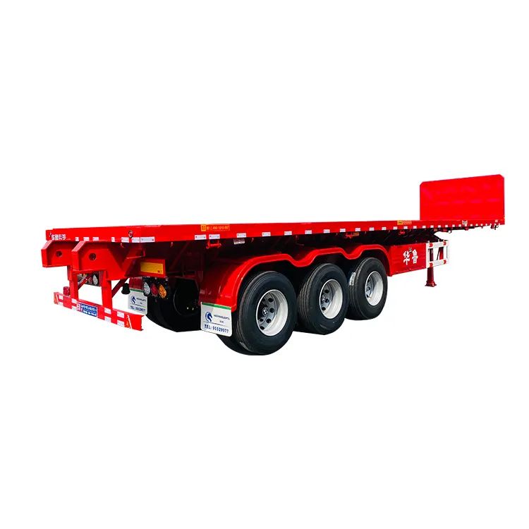 China Most Popular 40ft 60ft 3 4 Axles 60 Cbm Cargo Transport Semi Trailer Flatbed Trailers