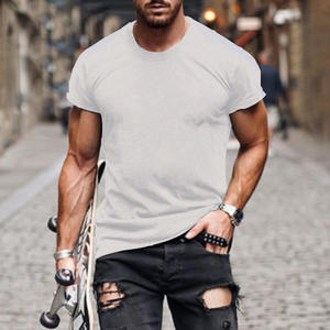 T-shirt décontracté pour homme en jersey 100 % coton, col rond, manches courtes, uni, respirant et à séchage rapide, marque OEM - Product Image 6