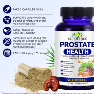 SOLOTREE Complément Végétalien pour la Santé de la Prostate Masculine – Capsules pour Hommes, Soutien des Voies Urinaires avec Mélange de Palmier Nain et Champignons - Product Image 5