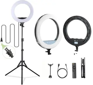 Hot Sales 3 level brightness 18 inch professional big giant photography LED selfie ring light with tripod stand