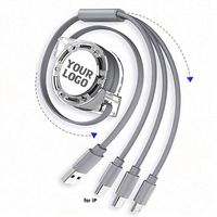 Câble USB rétractable 3-en-1 personnalisé avec logo imprimé, charge rapide, micro USB 1m, câble de charge multi-appareils pour téléphone – Vente en gros promotionnelle
