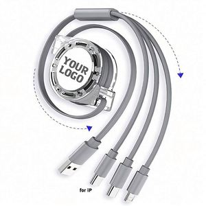 Wholesale Promo Gift Custom Logo Printed 3in1 Retractable <b>USB</b> <b>Cable</b> Fast Charging <b>Micro</b> 1m Multi Charging Phone Charger <b>Cable</b> - Product Image 1