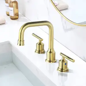 3 Pieces Widespread 8 Inch Bathroom Basin Faucets 360 Degree Swivel Spout Lavatory Sink Faucet
