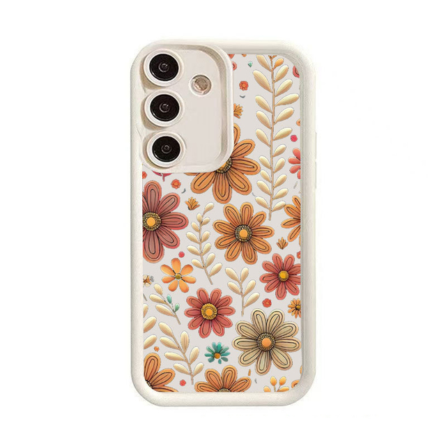 Business Flower Print Ladder Lens Style Shockproof TPU Mobile Phone Cover Case for Samsung S20 S21 S22 S23 S24 S25 Plus Ultra