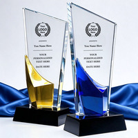 Trophée en cristal personnalisé de haute qualité, plaque en cristal transparent, trophée gravé avec logo personnalisé, souvenir d'entreprise, cadeau