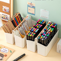 Panier de rangement de bureau pour étudiant durable et écologique poignées en bois stylo compartimenté papeterie forme rectangle multi-usages