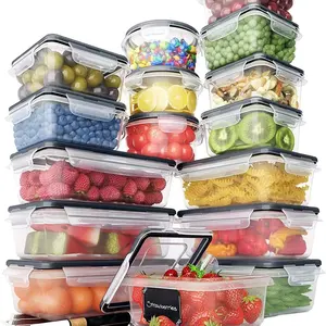 16-teiliges Pack-Set Küchen-Mikrowellenkühlschrank Kunststoff mit leicht zu knackenden Deckeln Lebensmittelbehälter
