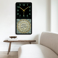 Jam dinding kristal Islami untuk dekorasi rumah desain tradisional fitur diam kalender gaya lukisan terbaru untuk Muslim