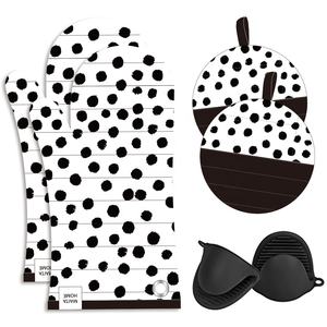 नीले सिलिकॉन कपास पट्टी ओवन माइट पॉट धारक रसोई बेकिंग हीटिंग प्रतिरोधी शेफ ओवन ग्लव सेट - Product Image 3