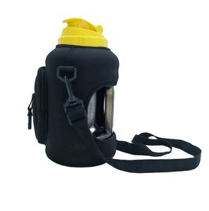 Funda de Neopreno Aislante para Botella de Agua de 64 oz con Correa de Hombro Ajustable y Bolsillo, Diseño de Dibujos Animados - Product Image 5