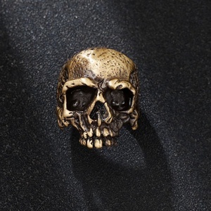 Anillos de Latón Góticos Vintage con Calavera Grande para Hombre, Resistentes al Deslustre, Joyería Pesada para Motociclistas, Anillos de Casco de Guerrero Esqueleto, Venta al por Mayor - Product Image 3