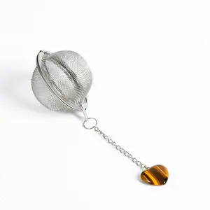 2404 Crystal Love Mesh with Chain Stainless Steel Leak Soup Cooking Tea Maker Hot Pot Marinated Material Filter Ball