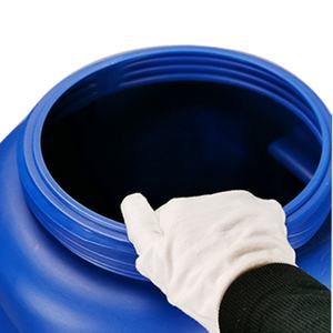 Cubo de plástico azul de 60L con boca ancha y tapa para residuos químicos líquidos - Product Image 1
