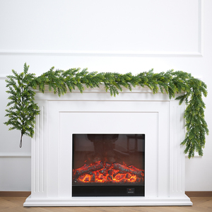 إكليل اصطناعي من أوراق السرو بلونين، نباتات زينة للكريسماس لتزيين المدفأة والطاولة في المنزل - Product Image 2