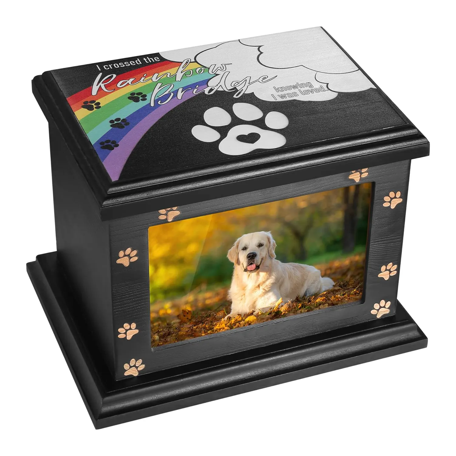 Wood Cremation Urn Handmade Pet Memorial Urns for Dogs or Cats Ashes Casket Burial Ashes Urn