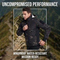 Veste longue d'extérieur en softshell respirante et imperméable, sans coutures, thermosoudée, multi-poches, décorée de patchs, avec fermeture éclair, designs tendance