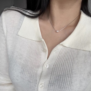 Handmade S925 Pure <b>Silver</b> Freshwater <b>Pearl</b> Collarbone <b>Necklace</b> Adjustable with Small <b>Pearl</b> Niche Design - Product Image 1