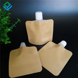 Stock Recyclable Waterproof Liquid Spout Bag Eco Friendly Stand Up 100ml Kraft Paper Spout Pouch With Spout Top