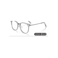 Montures de lunettes optiques rondes transparentes grises avec branches métalliques fines et plaquettes de nez réglables pour hommes et femmes OEM ODM