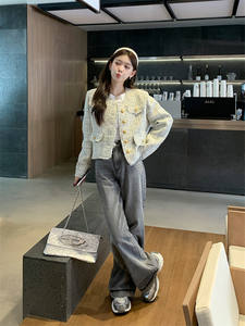 Giacche eleganti da <span class=keywords><strong>donna</strong></span> di alta qualità <span class=keywords><strong>in</strong></span> <span class=keywords><strong>Tweed</strong></span> giacche di lusso con bottoni coreani cardigan completo cappotto <span class=keywords><strong>in</strong></span> misto lana <span class=keywords><strong>Blazer</strong></span> corti da <span class=keywords><strong>donna</strong></span> - Product Image 2