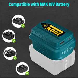 Adaptateur de chargeur 2 en 1 100W compatible avec les batteries au lithium <span class=keywords><strong>Makita</strong></span> <span class=keywords><strong>18V</strong></span>, chargeur portable à deux ports USB pour plusieurs appareils - Product Image 2
