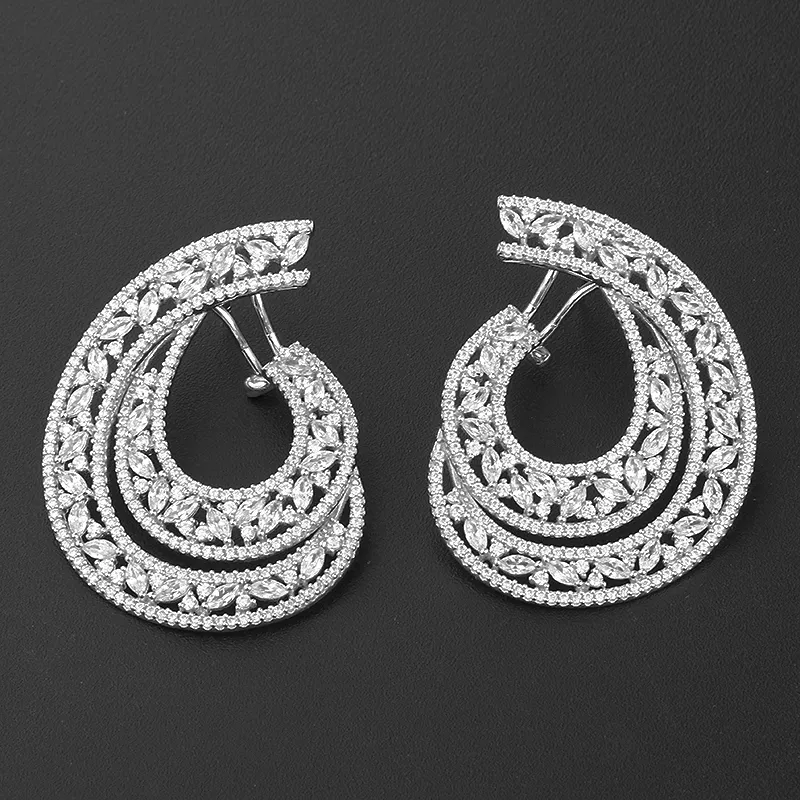 handmade earrings 18k gold plated silver 925 sterling 5a cz zirconia women diamond cluster earrings 2023 trend korea jewelry