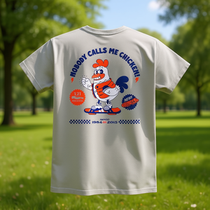Maglietta Nobody Calls Me Chicken grigia 1984 2015 con stampa sul retro, maglietta promozionale - Product Image 3