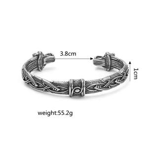 Nordic Viking Stainless Steel Cuff Bracelet Double <b>Wolf</b> Head Men's <b>Jewelry</b> Gift - Product Image 5