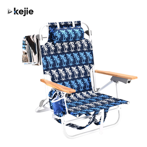 Fauteuil de plage inclinable bas Kejie en aluminium avec accoudoirs en bois personnalisables, style moderne, pour usage extérieur - Product Image 1
