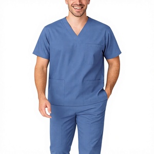 Uniformes Médicos de Alta Calidad Unisex al por Mayor con Logotipo Personalizado, Conjuntos de Pantalones y Blusa con Cuello en V, Uniformes de Hospital, Tela de Rayón Tejida - Product Image 4