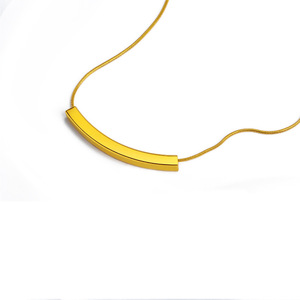 Dainty Collier en acier inoxydable plaqué or 18 carats avec barre de pliage perlée Happy Face avec chaîne de serpent Bijoux personnalisés - Product Image 2