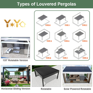 YOUYA, Fabricante de Pérgolas de Aluminio para Exteriores, Personalizadas e Impermeables, con Puerta de Vidrio, Pérgola de Aluminio Premium - Product Image 2