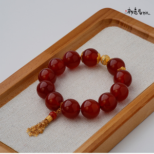 Han Qian'er Crystal Rhinestone Artisan Natural Red Agate <strong>Beads</strong> Butterfly Spacer <strong>Beads</strong> Six-Syllable Mantra <strong>Large</strong> <strong>Bead</strong> <strong>Bracelet</strong> - Product Image 2