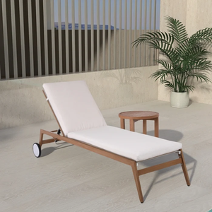 Tumbona de aluminio ajustable de 6 niveles para patio exterior con cojín acolchado y <span class=keywords><strong>ruedas</strong></span> - Product Image 6