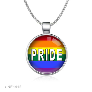 Collar con Colgante de Cabujón de Cristal con Diseño de Bandera LGBT Orgullo Amor Más Poco Miedo, Venta al por Mayor de Fabricante - Product Image 4