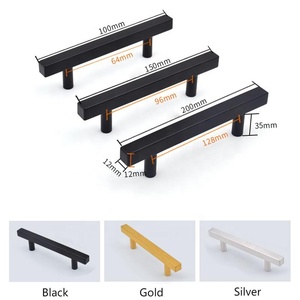 Modern <strong>Square</strong> T-Bar Handle Stainless Steel Silver Hollow Furniture Hardware <strong>Knobs</strong> for Kitchen Bedroom Cabinets Dresser <strong>Drawer</strong> - Product Image 4