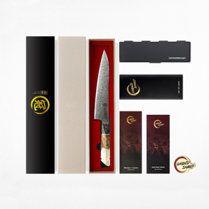 Couteau de cuisine japonais multifonctionnel Grandsharp avec manche en résine, couteau <span class=keywords><strong>Kiritsuke</strong></span> 67 couches en véritable acier Damas, couteau à éplucher et couteau utilitaire - Product Image 6