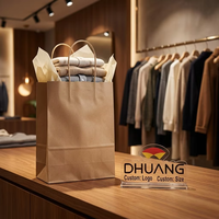 Bolsa de Papel Kraft Reciclado Clásica con Logotipo Impreso Personalizado, Bolsa de Compras Desechable con Asa Larga