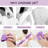 Ceinture de massage exfoliante double face en silicone pour le dos, extra longue, pour la douche, pour adultes, vente en gros