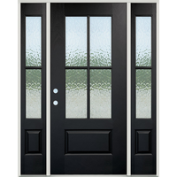 Porte d'entrée en bois noir avec inserts en verre
