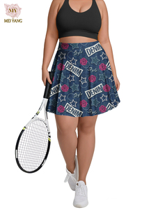 Meiyang Oem - Conjunto de Dos Piezas de Falda Pantalón Corta de Golf Elástica en 4 Direcciones para Mujer, Estampado Vaquero, Cintura Alta, Falda Corta Tipo Legging, Falda Pantalón Plisada - Product Image 1