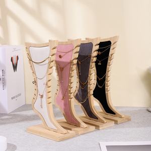 Estante de joyería Vertical de moda para tobillera, collar, pulsera, diseño de <span class=keywords><strong>pie</strong></span>, exhibición de almacenamiento de joyería de Bambú - Product Image 5